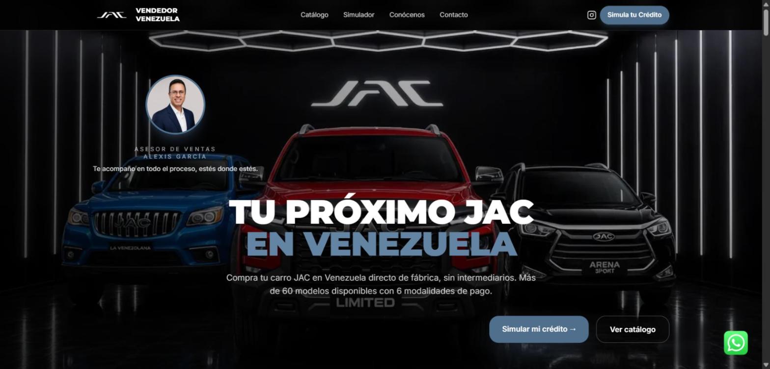 Vista previa del sitio web de JACV, Asesor de Ventas